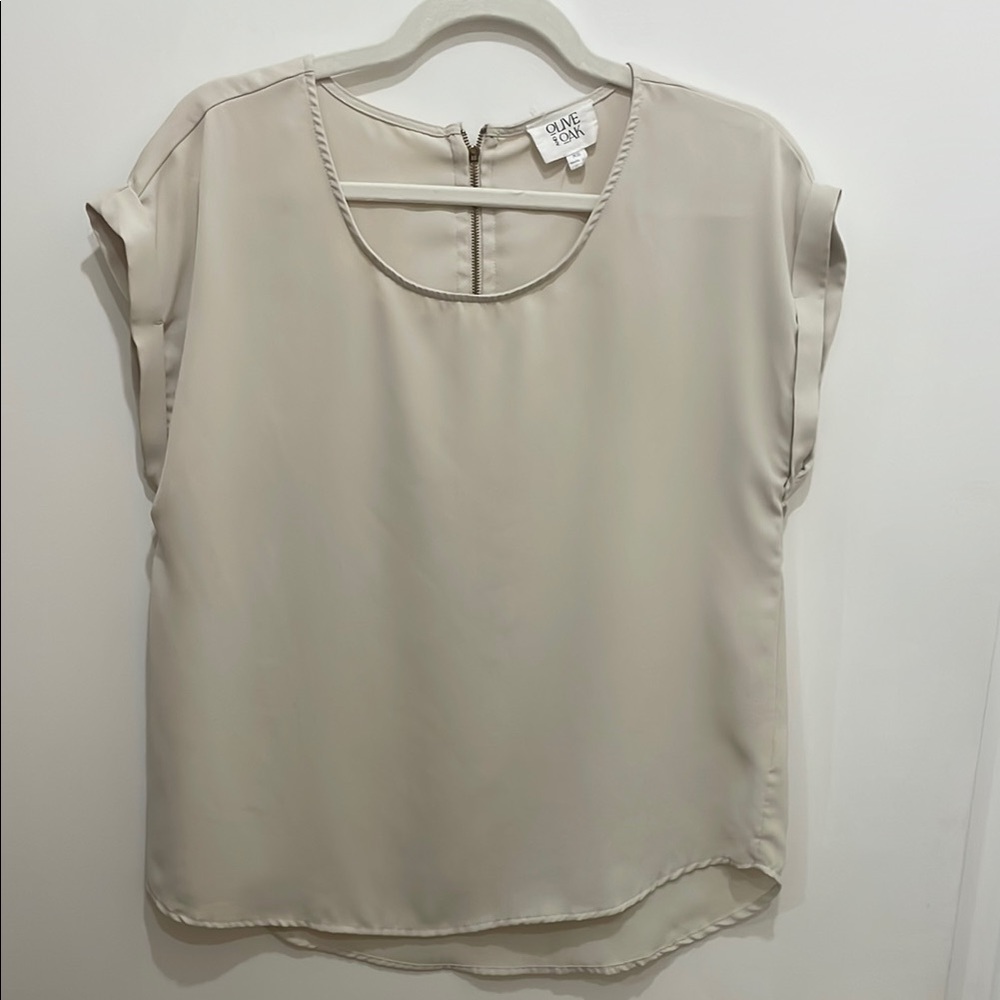 Beige Women's Top xs zipper back